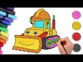 🚜Easy Glitter Bulldozer Drawing | कैसे draw करें Bulldozer | Chiki Doodle Learn To Draw