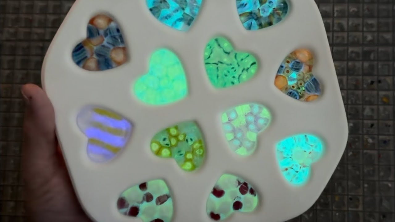 It’s a #FusedGlass #GlowUp! Making Pocket Hearts with Amazing Glow in the Dark Glass!