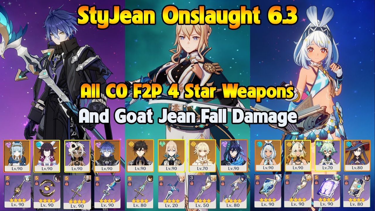 Stygian Onslaught 6.3 Fearless All C0 F2P 4 Star Weapons And Goat Jean Fall Damage