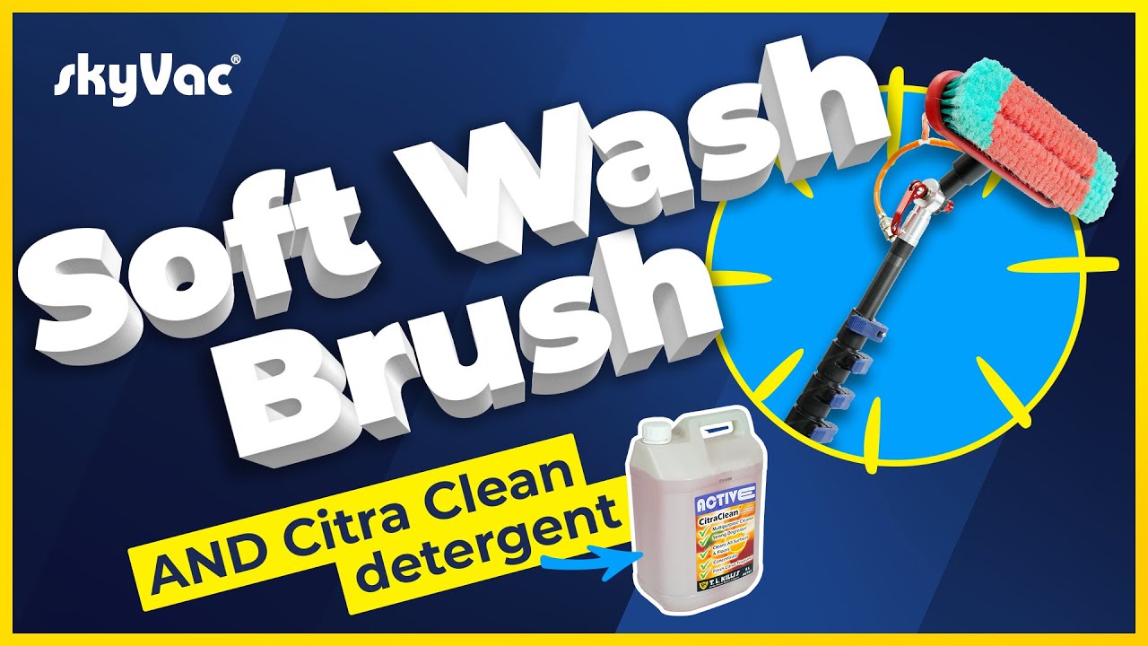 Using the Soft Wash Brush with Citra Clean detergent to clean soffits, gutters & conservatories