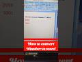 How to convert number to word. #msword #excel #msexcel #microsoftoffice #shots #trading #viral #cs
