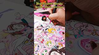 🌸 Dibujo personajes Rosados #afrodita #uraraka #draculaura #hellokitty #rosado #cute #dibujo #shorts