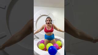 Surprise Crazy Face Lady In Worlds Largest Toilet Giant Surprise Eggs Pool #Shorts