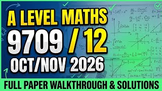 A level Maths (9709) Oct/Nov 2026 Paper 12 Solution 