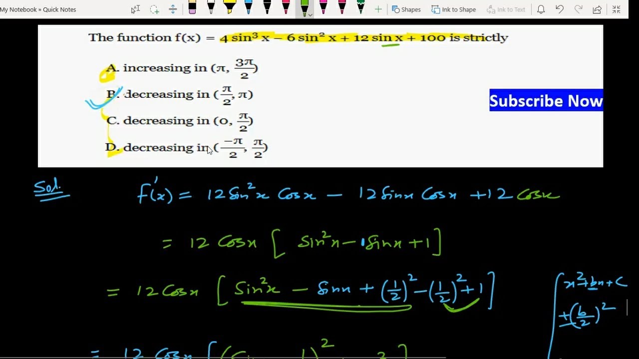The Function F x 4sin3x 6 Sin2x 12sinx 100 Is Strictly A Increasing the-function-f-x-4sin3x-6-sin2x-12sinx-100-is-strictly-a-increasing