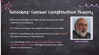 Mini Lecture 4.4 - Career Construction Theory of Mark Savickas