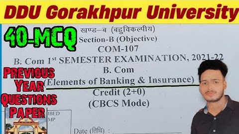 𝐃𝐃𝐔 𝐁.𝐂𝐨𝐦 1st Semester  𝐄𝐥𝐞𝐦𝐞𝐧𝐭𝐬 𝐨𝐟 𝐁𝐚𝐧𝐤𝐢𝐧𝐠 & 𝐈𝐧𝐬𝐮𝐫𝐚𝐧𝐜𝐞  Previous Year Questions With Answers ||