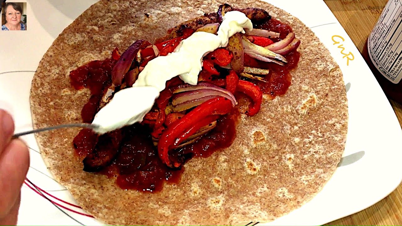 Kurczak Kebab z Air Fryer w Placku Tortilli / Chicken Kebab from Air Fryer in Tortilla Wrap.