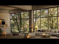 Feel the warmth of springs energy in forest apartment with slow jazz  piano music for relax