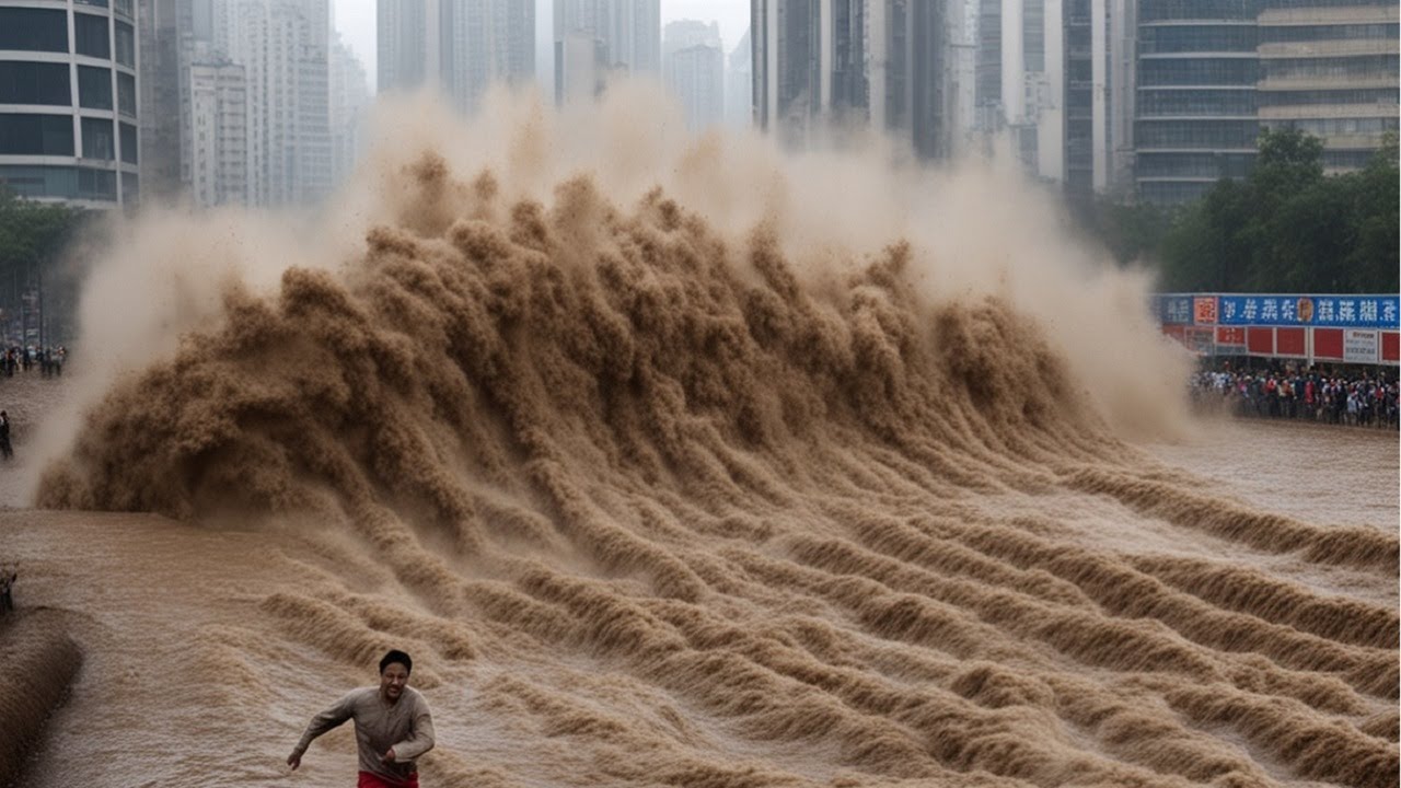 China SWEPT away: tens of thousands evacuated - YouTube