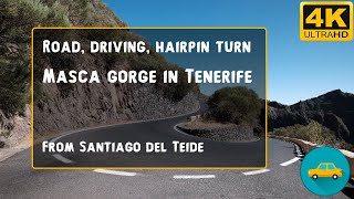 Voyage au gorge de Masca, Ténérife: Virages en juin, prise de vue 4K depuis Santiago del Teide