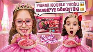 BAHAR VE BANU ALYA PEMBE NOODLE YEDİ !! BARBİE DÖNÜŞTÜ !! 