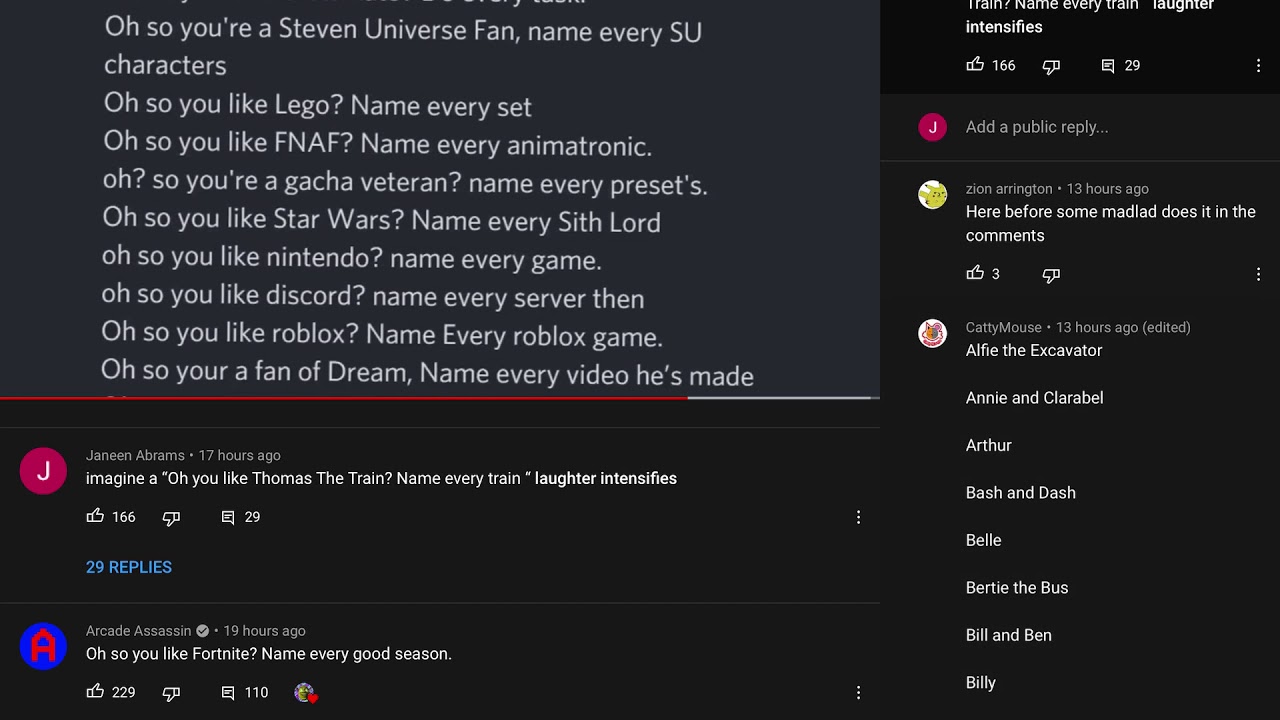 Ohh you like Thomas the Train. Name every train.