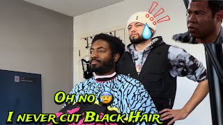 1ST Time Cutting a BLACK CLIENT 😰 | Bald Fade + Beard | NC Barber Vlog