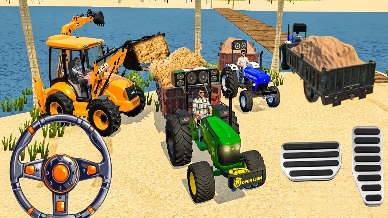 Drive Jcb ,Tractor🚜 and Uploading Sand | जेसेबी और ट्रैक्टर अपलोडिंग बालू ,रेत ‌। #tractor ##gaming 