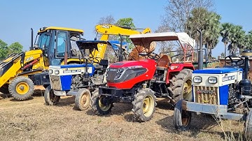 Jcb 3dx Backhoe Loader Machine Loading Red Mud In Mahindra and Swaraj Tractor | Jcb Tractor Cartoon