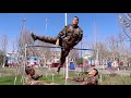Chinese Army Training Pull Ups From1-8单杠1 8练习，满满的军旅回忆！