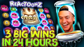 3 Big Wins on Reactoonz in 24 Hours!