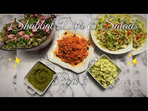 Shabbat Dips and Salads Part 3: Roasted Eggplant / Lettuce Beet / Carrot / Egg Salad/ Cabbage Salad