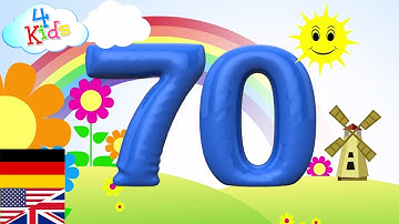 Bilingual Counting Numbers 61-70 english and german. Counting sixtyone to seventy - learning video