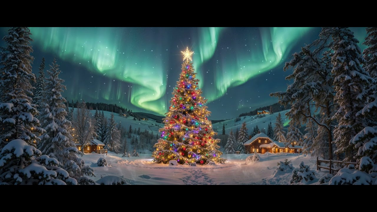 Christmas Under The Northern Lights | 4K 3440x1440 Live Wallpaper - YouTube