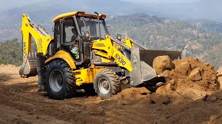 JCB VS Mahindra - Backhoe Loader - Backhoe Loader Working For Road Construction - Dozer Video