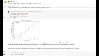 Linear Regression : Predicting the percentage score based on the number of study hours.