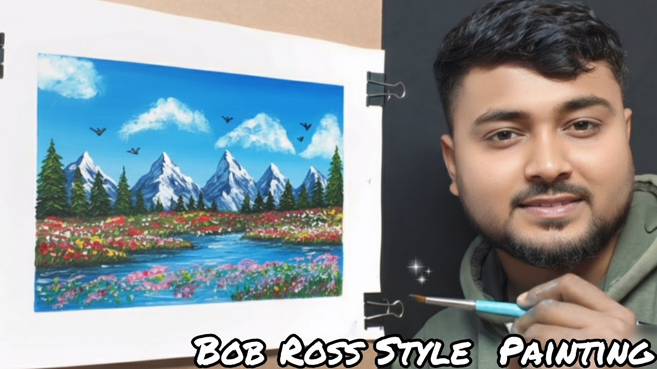 ASMR Relaxing Bob Ross Mountain Painting 😍