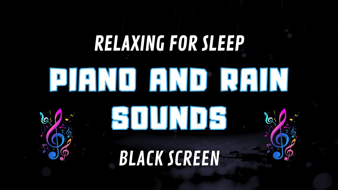 Calm Piano and Rain Music for Sleep | Black Screen | Soothing Tropical Rain