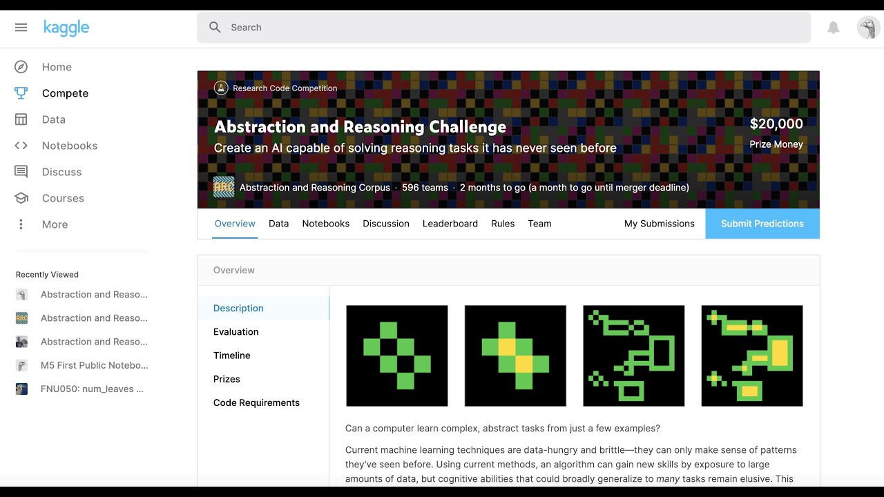 AI Abstraction and Reasoning | More Human-like AI | Kaggle Competition Part 1: Overview