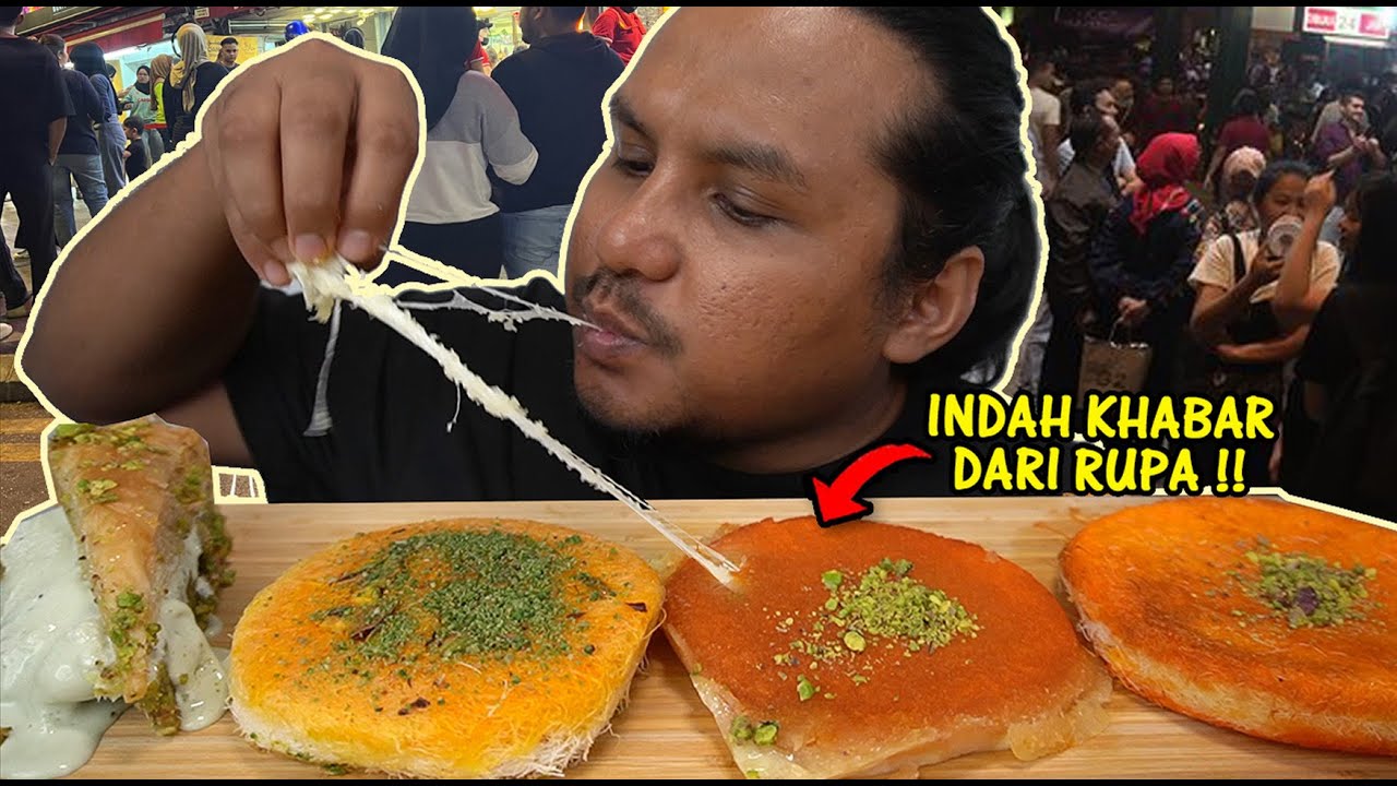 kedai beratur panjang tak semestinya SEDAP (mukbang malaysia) KUNAFA