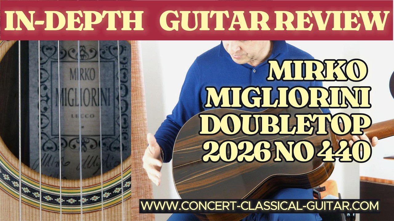 Mirko Migliorini doubletop 2026 No 440 - Italy www.concert-classical-guitar.com
Mirko Migliorini, based near Lake Como in northern Italy, is one of the few Italian luthiers who make double-top guitars. Like the vast majority of Italian luthiers, Mirko draws inspiration from the great traditional masters (Fleta, Romanillos, Torres, etc.).  Consequently, these double-top guitars offer a traditional tone, yet with remarkable power and balance across the entire neck. The craftsmanship is meticulous and well-considered. As such, Mirko also provides a tuning kit with three nut pieces of different heights. A very thoughtful touch.

The finest concert guitars are available at :
www.guitare-classique-concert.fr
www.concert-classical-guitar.com
www.klassische-meistergitarren.de

For any additional information: contact andre@guitare-classique-concert.fr