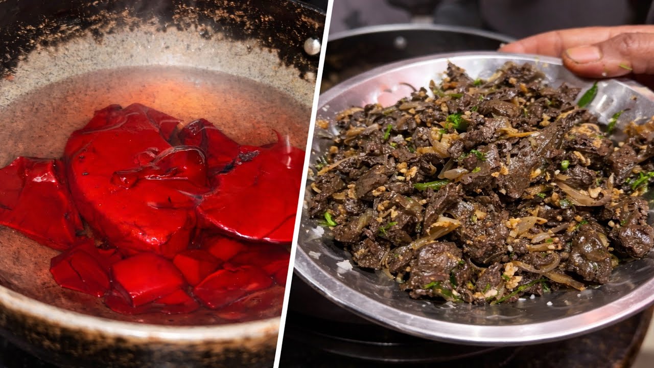 Mutton Blood Spring ಮಟನ್ ಬ್ಲಡ್ ಫ್ರೈ 😋 | ಹಳ್ಳಿ ಸ್ಟೈಲ್ Mutton Blood Fry | Kannada Cooking ...