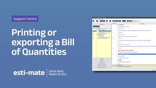 Printing or exporting a Bill of Quantities | Construction Estimating Software