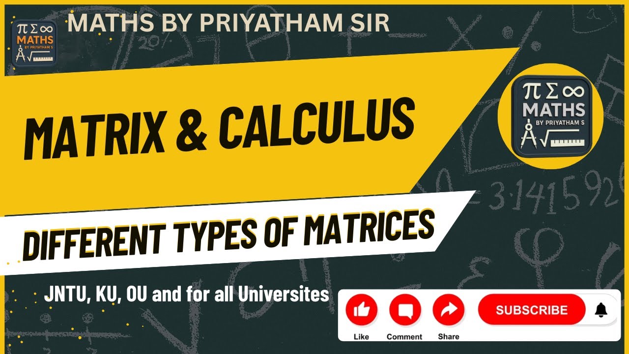 Different Types of Matrices Explained with Examples | Maths by Priyatham Sir