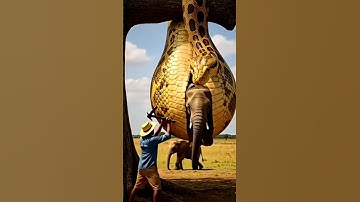 Giant Python Attacks Elephant but Elephant’s Rescue Will Shock You 😱🐘🐍 | AI Shorts #workers #rescue