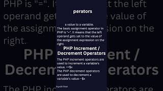 Operators in Php | PHP Tutorial | what are the operators #shorts #php #shortsfeed #viral