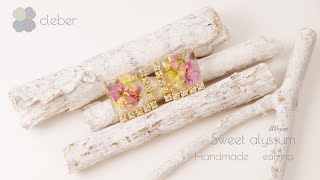 ~cleber~スクエア ラインストーン　アリッサムのボタニカルピアス紹介