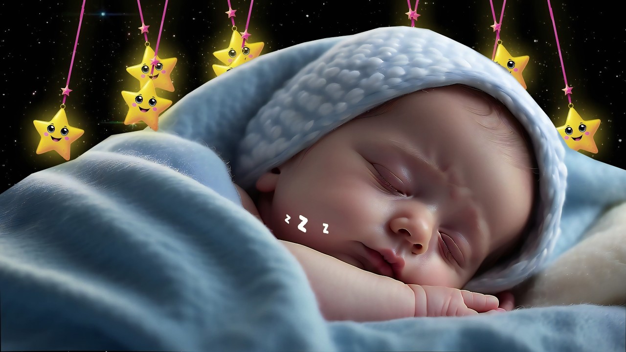 Mozart Lullaby for Babies Sleep 🌙 Baby Sleeping with Twinkling Stars & Gentle Breathing