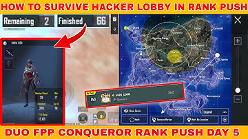 How to survive hacker lobby in duo fpp rank push || duo fpp conqueror rank push day 5 || #bgmi bgmi