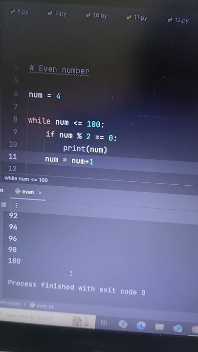 Find even number from 0 to 100 using python program with while loop ...