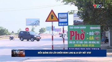 Biển quảng cáo lấn chiếm hành lang Quốc lộ 1A gây mất an toàn giao thông | PTTH Thanh Hóa