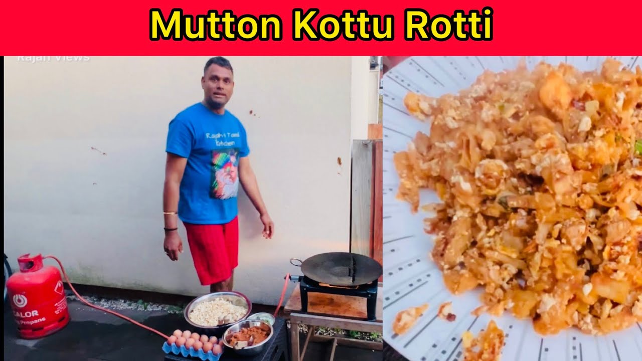 Mutton Rotti Triangle Mutton Kottu Rotti | Outdoor cooking in our garden | Summer enjoyment ...