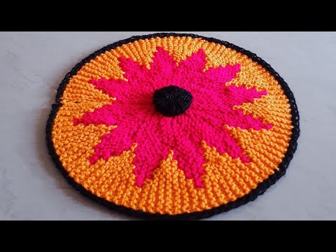 Woolan Rangoli Design How to make a beautiful woolan new design rangoli Doormat in easy way ...