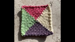 Potholder Right Angle Twist Triangle Diagonal on Traditional Weaving Loom Weave Bright Colors