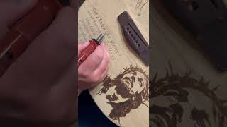 Pyrography guitar project completed #guitar #jesus #pyrography #christ #wood #christian #music