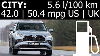 Toyota Highlander Hybrid City Fuel Consumption Economy Real-Life Test Mpg L100 Km 1001Cars