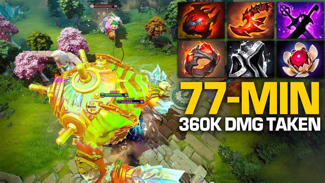 360K DAMAGE TAKEN in an EPIC 77-MINUTE PUDGE GAME! | Pudge Official