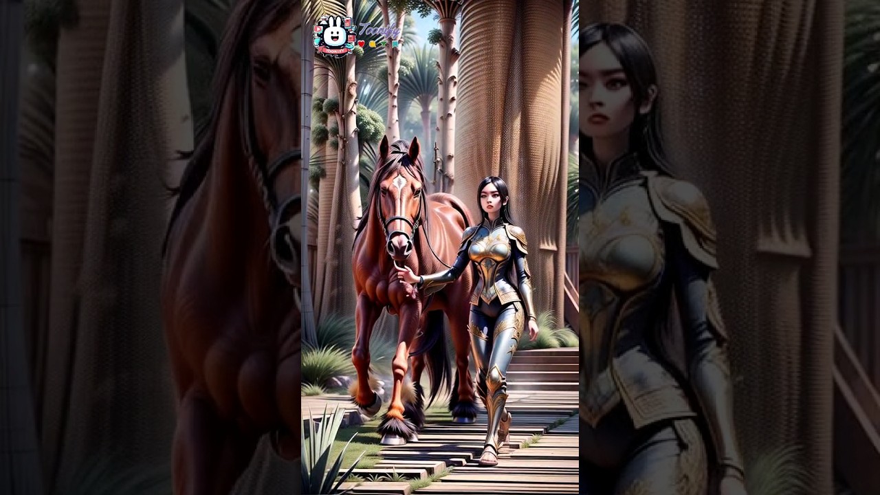 Girl walking with the Horse | ai animation video | Toonify | Cartoon | Shorts 