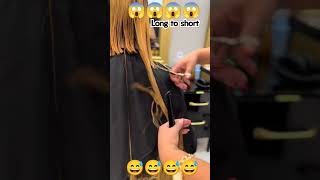 beautiful girl 😍 long to short haircut #forcehaircut#headshave